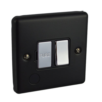 UEP Windsor 13Amp Switched Fused Spur Matt Black W P/chrome Switch from B&Q