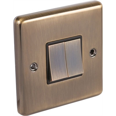 Windsor 2G 2Way Switch Antique Brass from B&Q