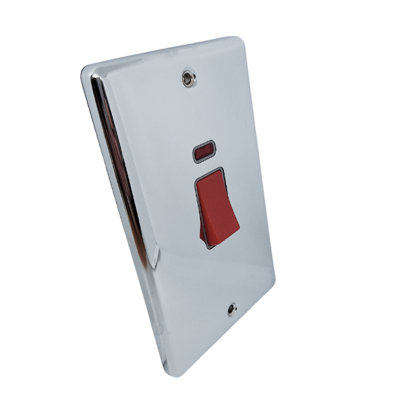 Windsor 2G 45Amp Cooker Switch With Neon Polished Chrome Grey Trim from B&Q