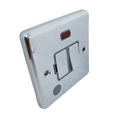 UEP Windsor 13 Amp Switched Fused Spur Neon Polished Chrome Grey Trim from B&Q