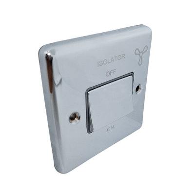UEP Windsor 1G Fan Isolator Polished Chrome Grey Trim from B&Q