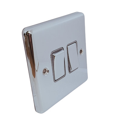 Windsor 2G 2Way 10 Amp Switch Polished Chrome Grey Trim from B&Q