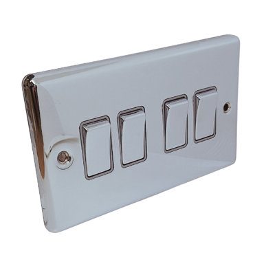 Windsor 4G 2Way 10Amp Switch Polished Crome Grey Trim from B&Q