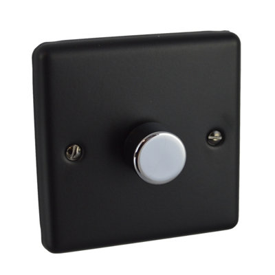 UEP Windsor 1G Push Intelligent Led 150W 2Way Dimmer Matt Black P/chrome from B&Q