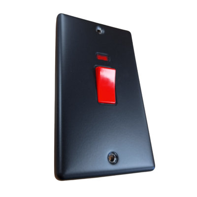 Windsor 2G 45Amp Cooker Switch With Neon Matt Black from B&Q