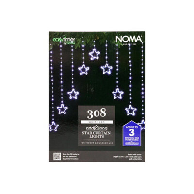 Noma Star Curtain Lights 308 Cool White Led from B&Q
