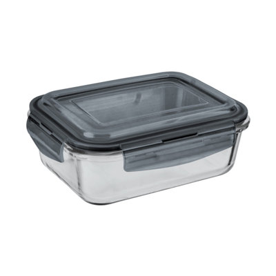 Glass Food Storage Container With Plastic Lid 620Ml Medium Clip Lock Oven Safe from B&Q