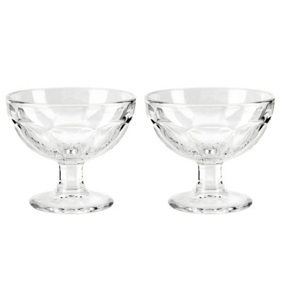 Glass Dessert Bowls Set Of 2 Premium Clear Ice Cream Sundae Trifle Pudding Glass from B&Q