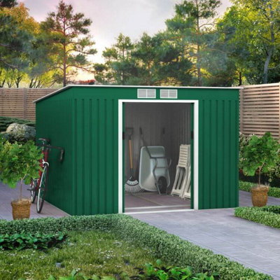 Billyoh Cargo Pent Metal Shed Including Foundation Kit - 9 X 8 Dark Green