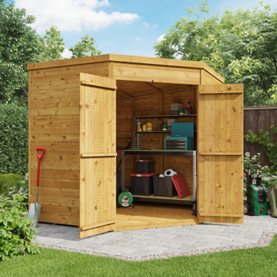 Billyoh Expert Tongue And Groove Corner Workshop Wooden Shed - 7X7 - Windowless