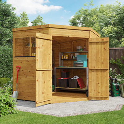 Billyoh Expert Tongue And Groove Corner Workshop Wooden Shed - 7X7 - Windowed