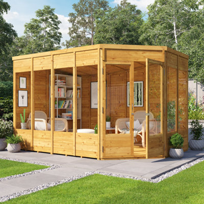 Billyoh Renna Tongue And Groove Corner Summerhouse - 11X7 - Doors On Right