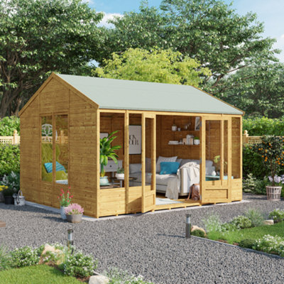 Billyoh Petra Tongue And Groove Reverse Apex Summerhouse - Pressure Treated - 12X10