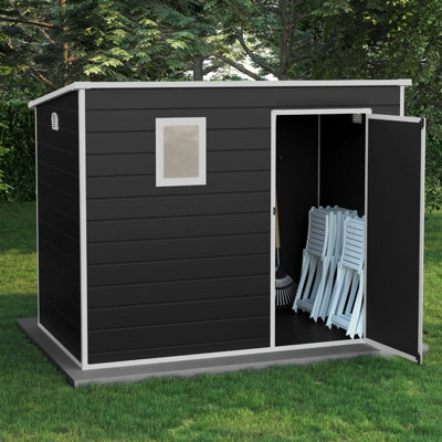 Billyoh Oxford Pent Plastic Shed Dark Grey With Floor - 8 X 5