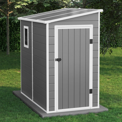 Billyoh Newport Lean To Plastic Shed Light Grey With Floor - 6 X 4