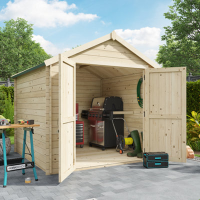 Billyoh Pro Apex Log Cabin Wooden Shed - W2.0M X D3.5M (7 X 11Ft) - 19mm Thickness