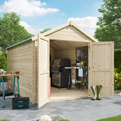 Billyoh Pro Apex Log Cabin Wooden Shed - W2.5M X D3.5M (8 X 11Ft) - 19mm Thickness-27352 
