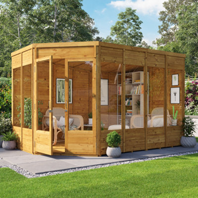 Billyoh Renna Tongue And Groove Corner Summerhouse - 11X7 - Doors On Left