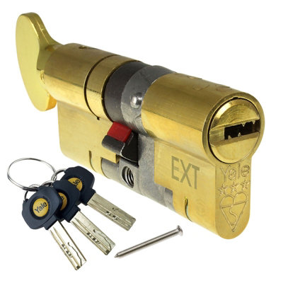 Yale Platinum 3-Star Euro Cylinder Upvc Door Lock50/40 (90mm)Brass (Incl. 6 Keys) from B&Q