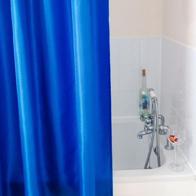 Royal Blue Diamond Polyester Shower Curtain 180X180Cm from B&Q
