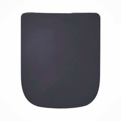 Rts Anthracite V20 Square Top Fix Slow Close Quick Release Toilet Seat from B&Q