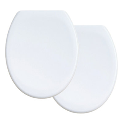 Family Seat 2 Pack Oval Top Fix Slow Close Quick Release Toilet Seats from B&Q