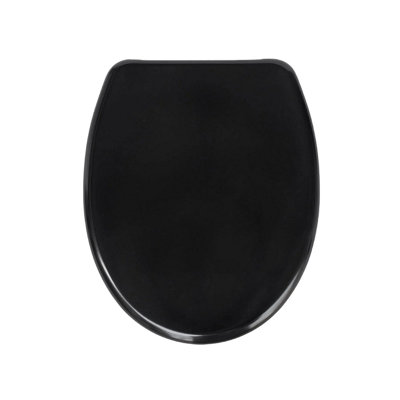 Rts Black Duroplast Top Fix Soft Close Quick Release Toilet Seat from B&Q