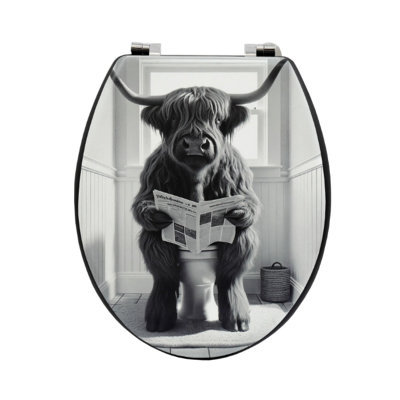 RTS Highland Cow Animal Novelty Mdf Toilet Seat from B&Q