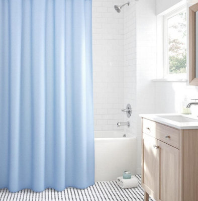 Polyester Shower Curtain 180X200CmSky Blue from B&Q