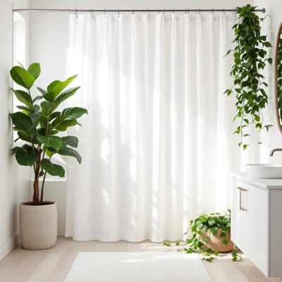 White Polyester Shower Curtain 250X200Cm from B&Q