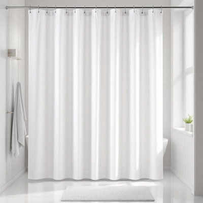 White Polyester Shower Curtain 300X200Cm from B&Q