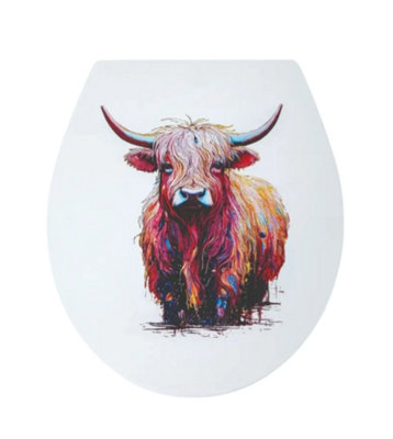 Blue Canyon Hamish The Highland Cow Soft Close Toilet Seat from B&Q