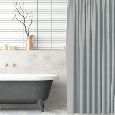 Grey Polyester Shower Curtain 180X180Cm from B&Q