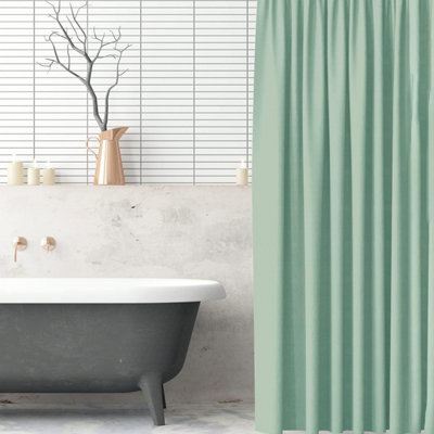 Mint Green Polyester Shower Curtain 180X180Cm from B&Q