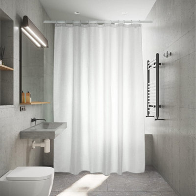 White Polyester Shower Curtain 180X220Cm from B&Q