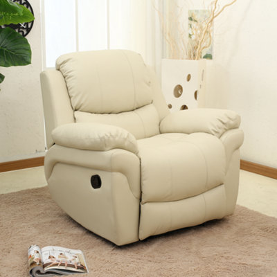 More4homes Cream Madison Bonded Leather Recliner Armchair Sofa Home Lounge Chair Reclining Gaming (Cream)