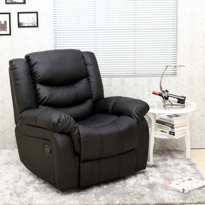 More4homes Seattle Manual Recliner Armchair Sofa Home Lounge Bonded Leather Chair (Black) Black