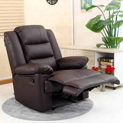 More4Homes Loxley Bonded Leather Recliner Armchair Sofa Home Lounge Chair Reclining Gaming (Brown) from B&Q