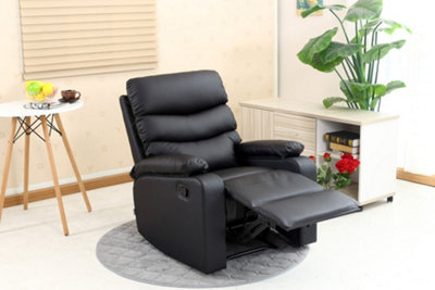 More4homes Black Ashby Leather Recliner Armchair Sofa Home Lounge Chair Reclining Small B&Q