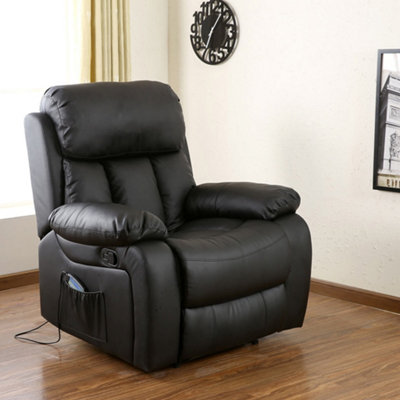 More4homes Chester Bonded Leather Recliner Armchair Sofa Home Lounge Chair Reclining Gaming (Black) Black