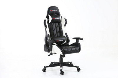 Gtforce Pro Gt Reclining Sports Racing Gaming Office Desk Pc Car Faux Leather Chair (White) from B&Q