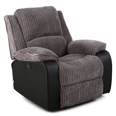 More4Homes Postana Jumbo Cord Fabric Living Room Electric Recliner Chair (Grey) from B&Q