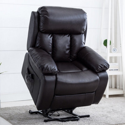 More4homes Chester Dual Motor Electric Rise Recliner Bonded Leather Armchair Electric Lift Riser Chair (Brown) Brown