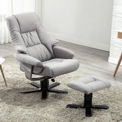 More4Homes Sorento Swivel Recliner Linen Fabric Chair W Foot Stool Armchair Grey from B&Q