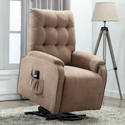 More4Homes Charlbury Fabric Rise Recliner Armchair Electric Lift Chair (Brown) from B&Q