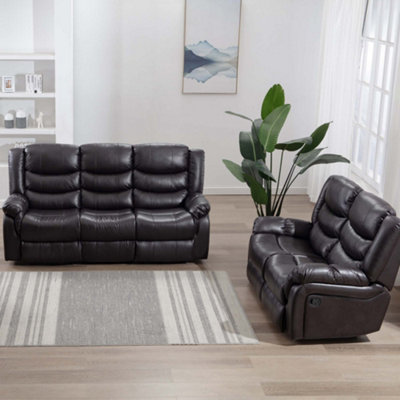 More4homes Seattle Manual Recliner Bonded Leather 2+3 Seater Sofa Set (Brown) Brown