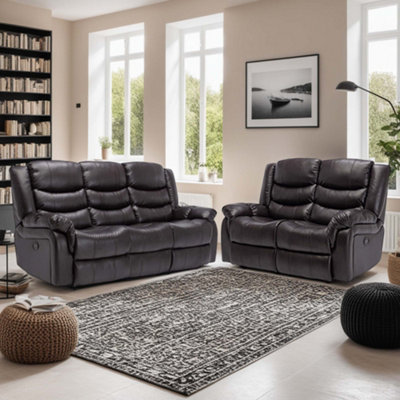 More4homes Seattle Electric Recliner Bonded Leather 2+3 Seater Sofa Set (Brown) Brown