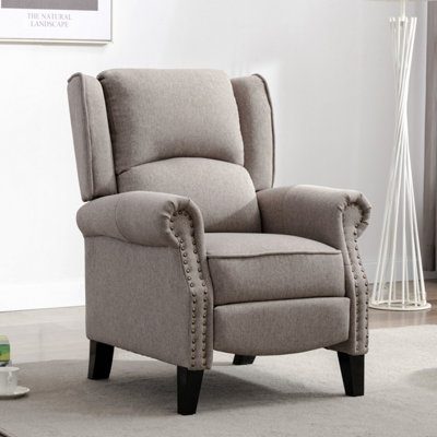 B&Q -  Charlotte Modern Fabric Pushback Recliner Armchair Sofa Accent Chair Reclining (Pumice)