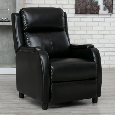 More4homes Black Churwell Bonded Leather Pushback Recliner Armchair Sofa Cinema Chair Reclining (Black)
