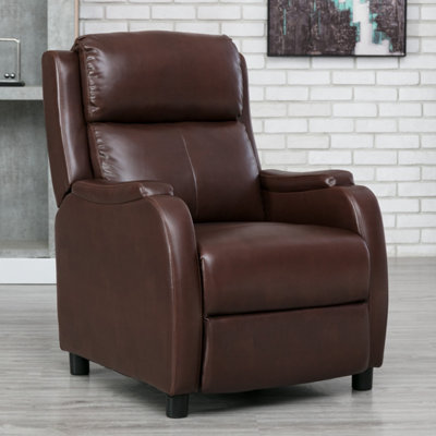 More4homes Churwell Bonded Leather Pushback Recliner Armchair Sofa Cinema Chair Reclining (Brown) Brown